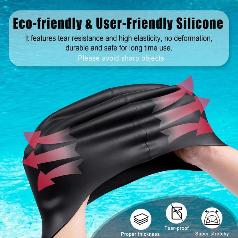 Unisex waterproof swim cap - silicone material, breathable and elastic, comfortable to wear, protects hair from chlorine and water, ideal for pools, open water and competitive swimming