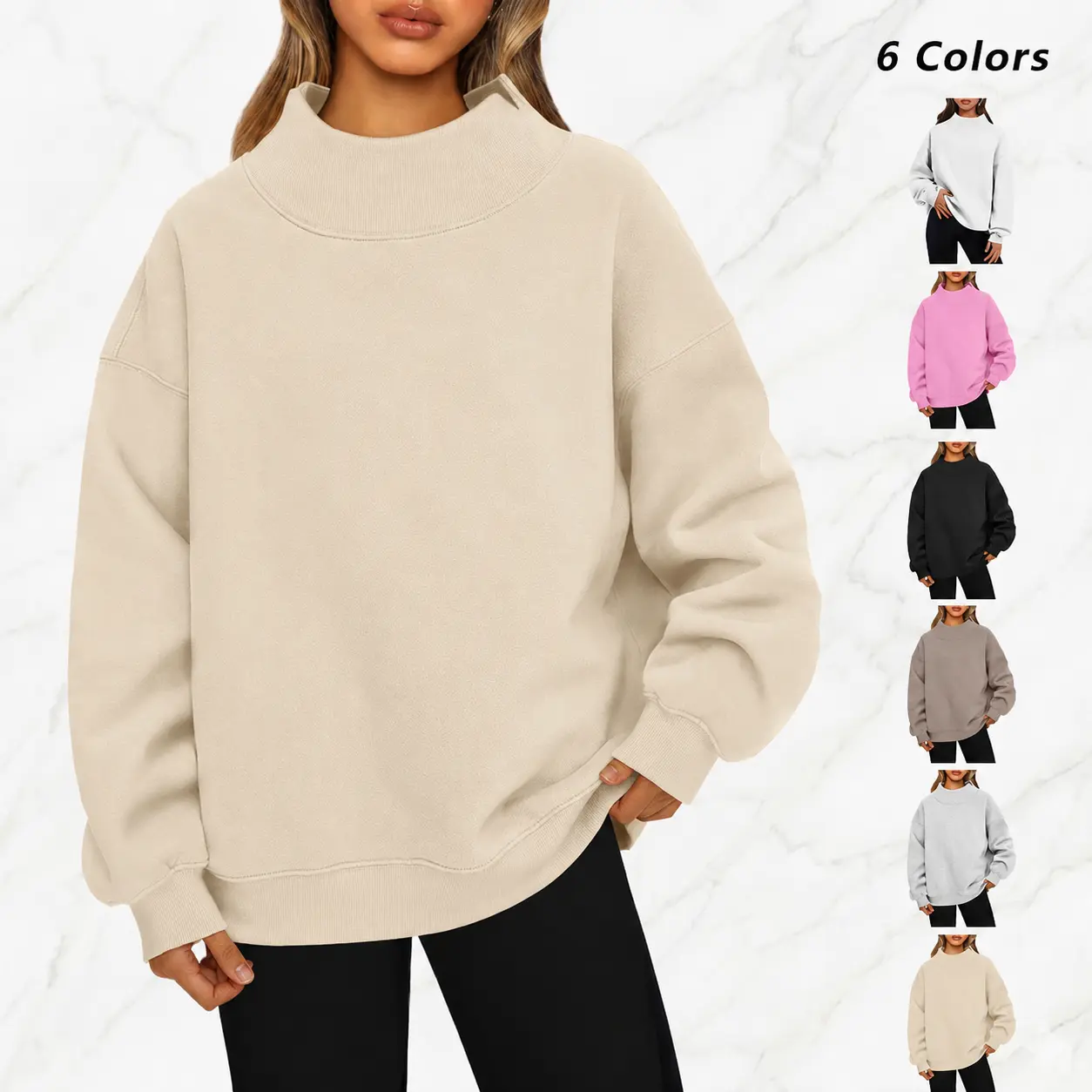 Women's Crew Neck Loose-Fit Pullover Sweatshirt - Warm Comfortable Fabric, Multi-Color, Machine-Washable, Unisex Style for Cold Weather Casual & Athletic Wear