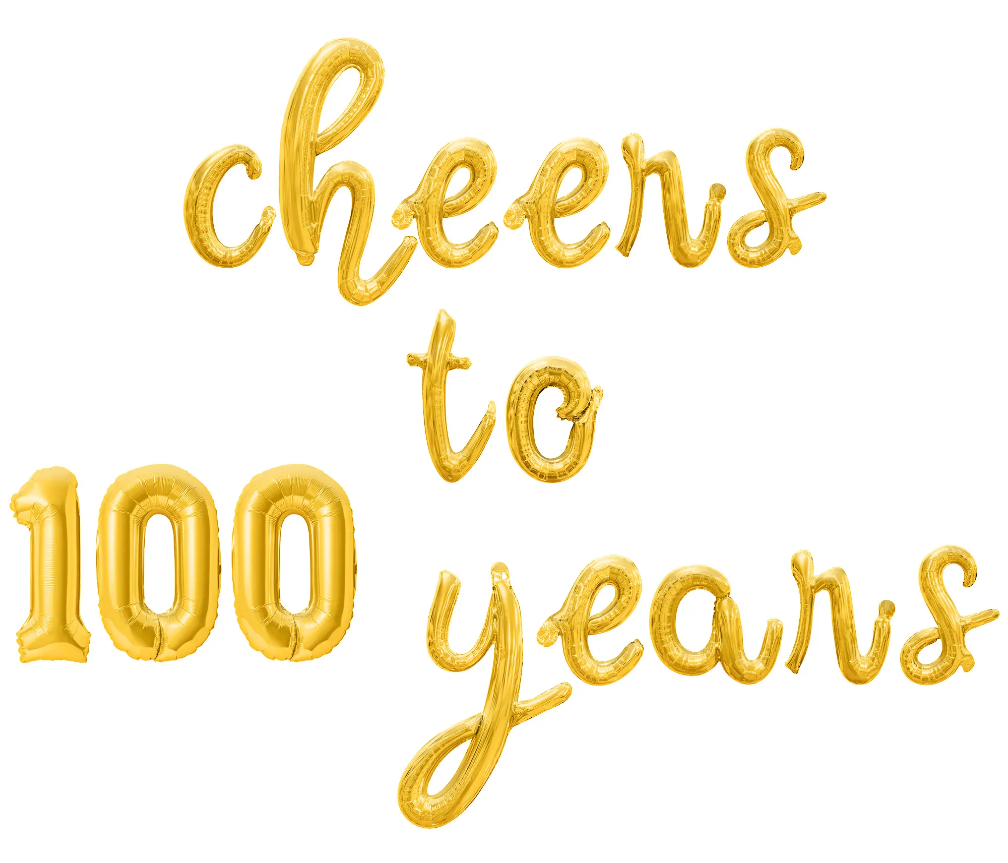 Cursive Script Letter Balloons - CHEERS TO 100 YEARS 16" Inch Alphabet Letters Foil Mylar Balloon 100th Birthday or Anniversary Party Banner