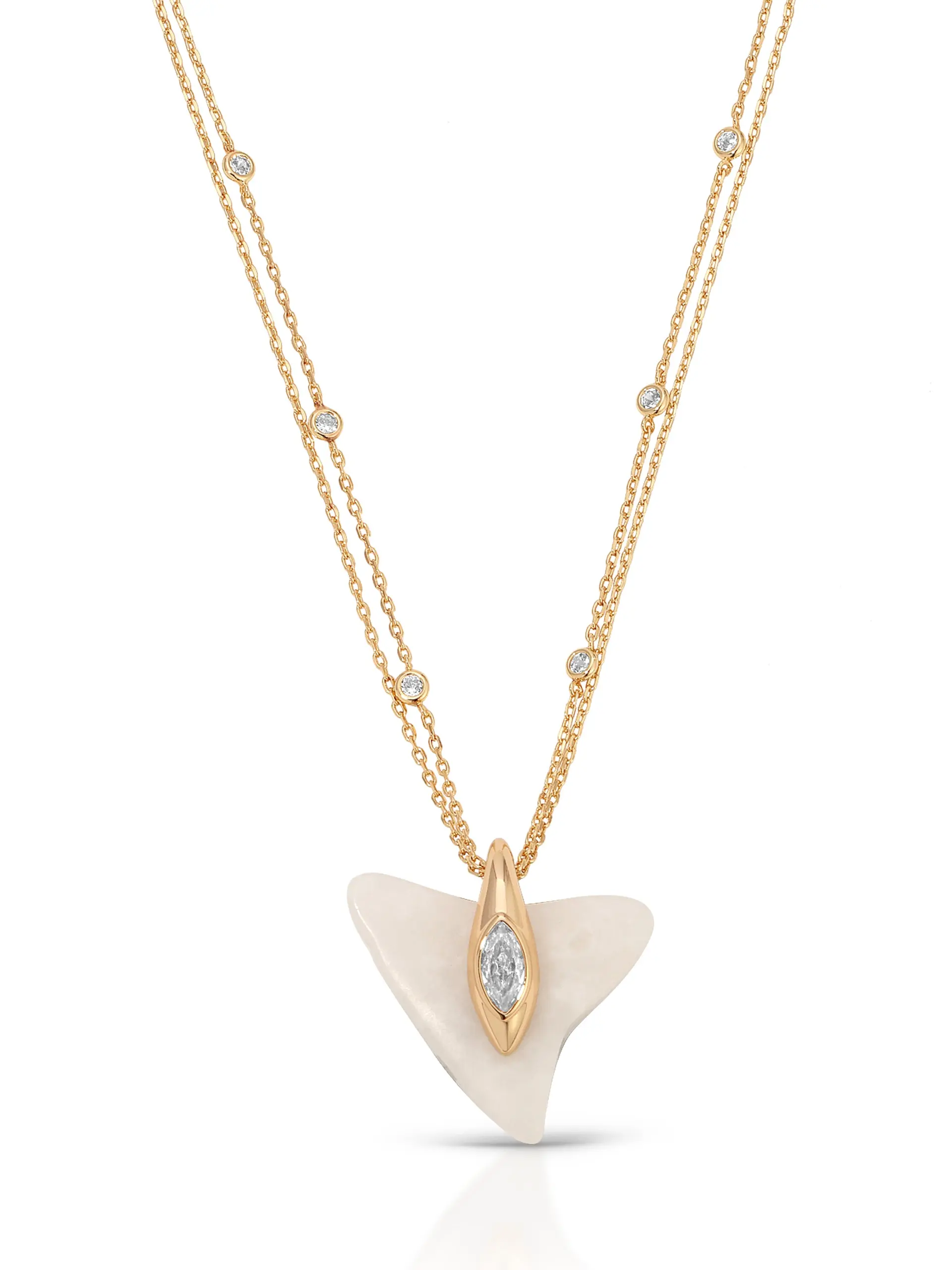 Deep Ocean Shark Tooth Necklace – 18K Gold Plated CZ Pendant, Bold Shark-Inspired Statement Necklace, Adjustable Chain