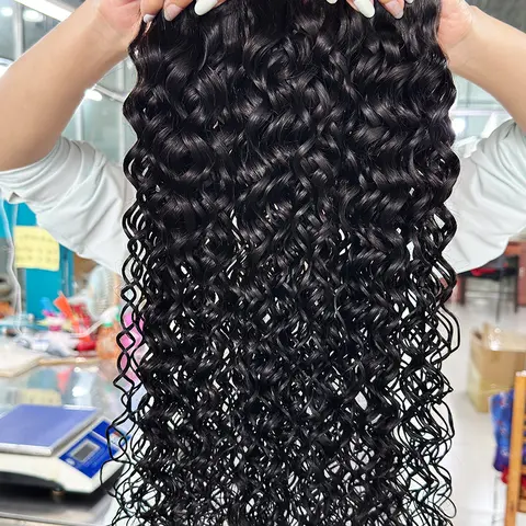 15A Human Hair Bundles Water Wave Bundles Unprocessed Indian Virgin Water Wave Bundles Water Wavy Hair Extensions Real Human Hair 1B Bundle for Women