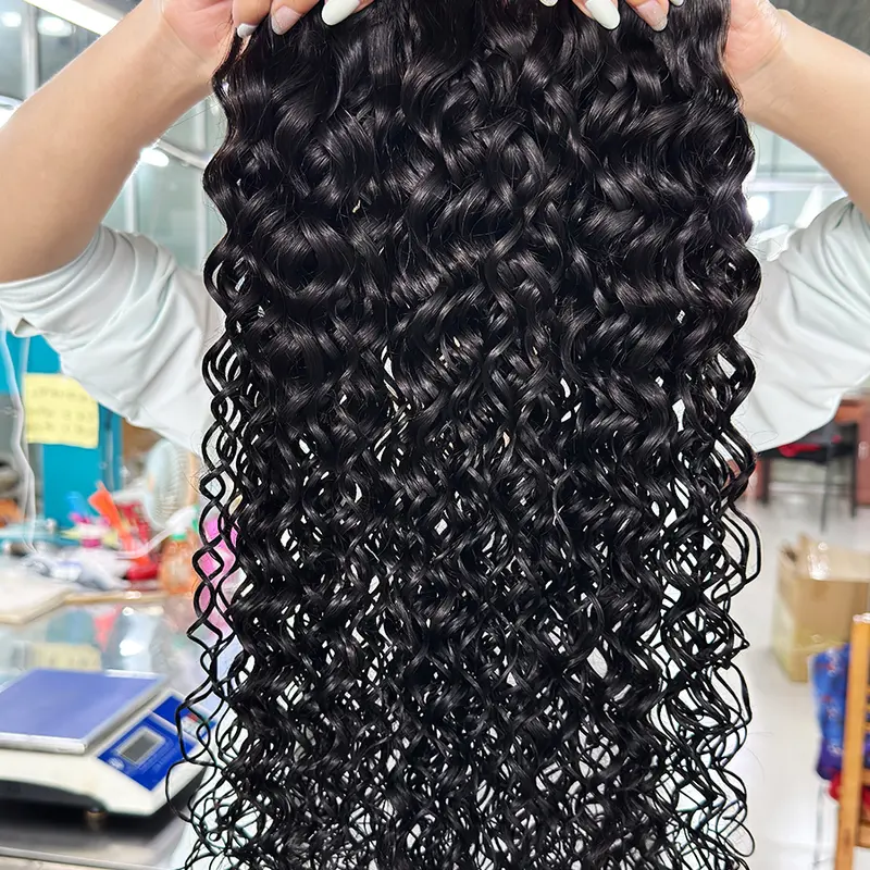 15A Human Hair Bundles Water Wave Bundles Unprocessed Indian Virgin Water Wave Bundles Water Wavy Hair Extensions Real Human Hair 1B Bundle for Women