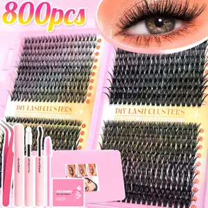 800pcs Eyelash Extension Kit, Multiple Lengths 30D-60D, Natural & Dramatic Looks, Soft Comfortable, DIY at Home, Beginner Friendly Set, Diy Eyelashes Kit