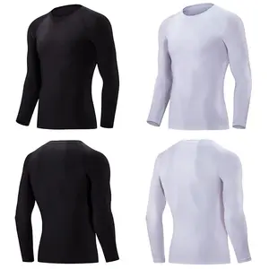Boys' Long Sleeve Compression Activewear Shirt - Moisture-Wick, Breathable Polyester Blend, Round Neck Youth Sizes for Gym & Multi-Sport Exercise