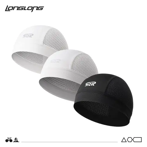 LongLong 2/3 Pack Breathable Skull Cap Men Cycling Lightweight Sweat Wicking Hat Head Wrap Under Helmet Liner for Motorcycle Running Bandana