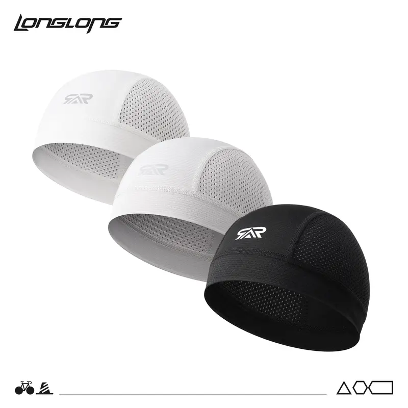 LongLong 2/3 Pack Breathable Skull Cap Men Cycling Lightweight Sweat Wicking Hat Head Wrap Under Helmet Liner for Motorcycle Running Bandana
