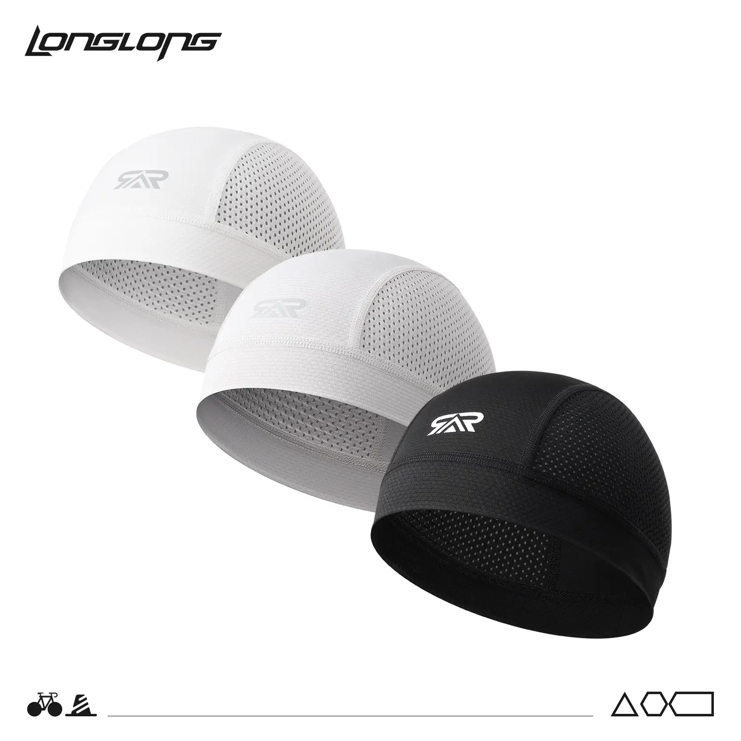 LongLong 2 Pack Breathable Skull Cap Men Cycling Lightweight Sweat Wicking Hat Head Wrap Under Helmet Liner for Motorcycle Running Bandana