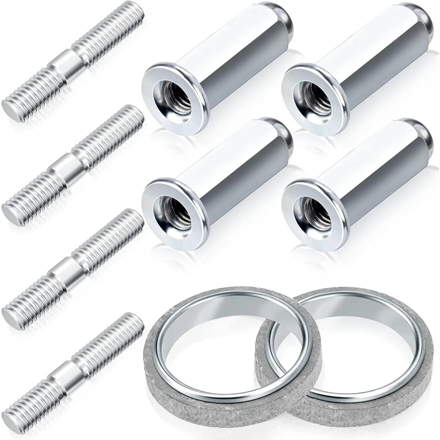 Sturdy GY6 Fit Exhaust Bolt and Gasket Kit (2 Sets, 10Pcs with 4Pcs Studs), 23.5mm Inner Diameter, for 50cc-150cc Scooters, ATV/Mopeds, Quad 4 Wheelers, Bolt Set