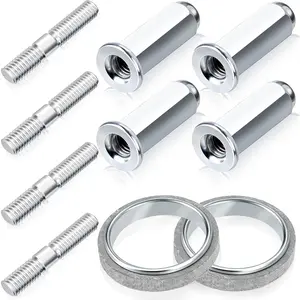 10 Gy6 Exhaust Bolt and Gasket Kit for 50cc 125 cc 150cc Scooters ATVs Moped Quad 4 Wheeler Dune Buggy Sandrail Vehicles Motorcycle (2 Sets)
