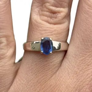 Sterling Silver Faceted Blue Kyanite Ring for Women