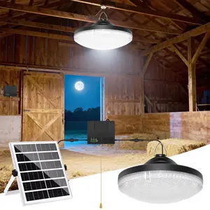 Vintage Outdoor Solar LED Pendant LightIndoor Outdoor, Separated Solar Panel 6000mAh Fast Charging, 3 Lighting Modes with Pull Cord Switch, Waterproof Outdoor Indoor Hanging Lamp for Garden Yard Patio Barn Gazebo Chicken Coop