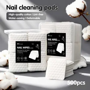 200/500pcs Lint-Free Nail Wipes, Pearl Texture Cotton Pads for Gel Polish Remover, Low Lint, Absorbent, Water-Saving Nail Cleaner Pads, Fragrance Free Wipes for Nail Salon & Home Use