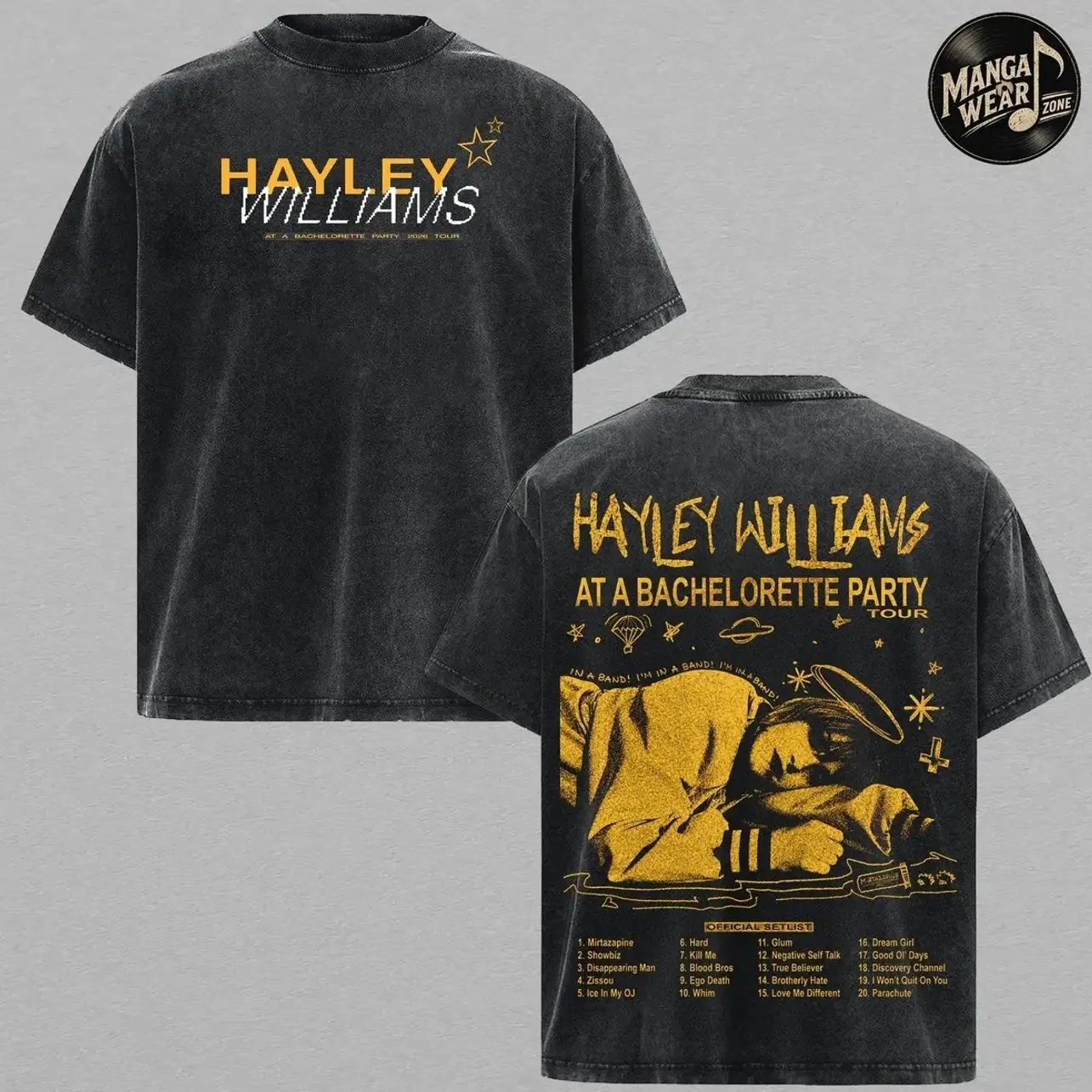 Hayley Williams Bachelorette Party Tour 2026 T-Shirt, Alternative Rock Graphic Tee, Vintage Washed Concert Shirt, Indie Music Setlist Back Print, Double Sided Unisex Oversized Tee, Retro Fan Gift Streetwear Apparel UML