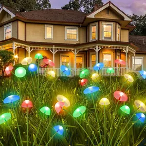48LED Solar Garden Lights Outdoor, Mushroom Solar Lights Outdoor, IP65 Waterproof Firefly Light Outside Decor for Patio Pathway, Sway by Wind for Pathway Garden Mushroom Decorations