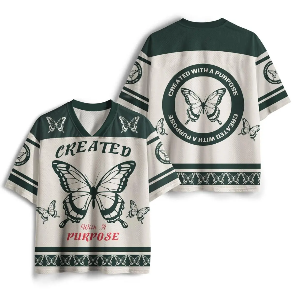 Created With A Purpose Christian Mesh Jersey, Soft Feel, Classic Look, Clean Lines, Minimalist Look