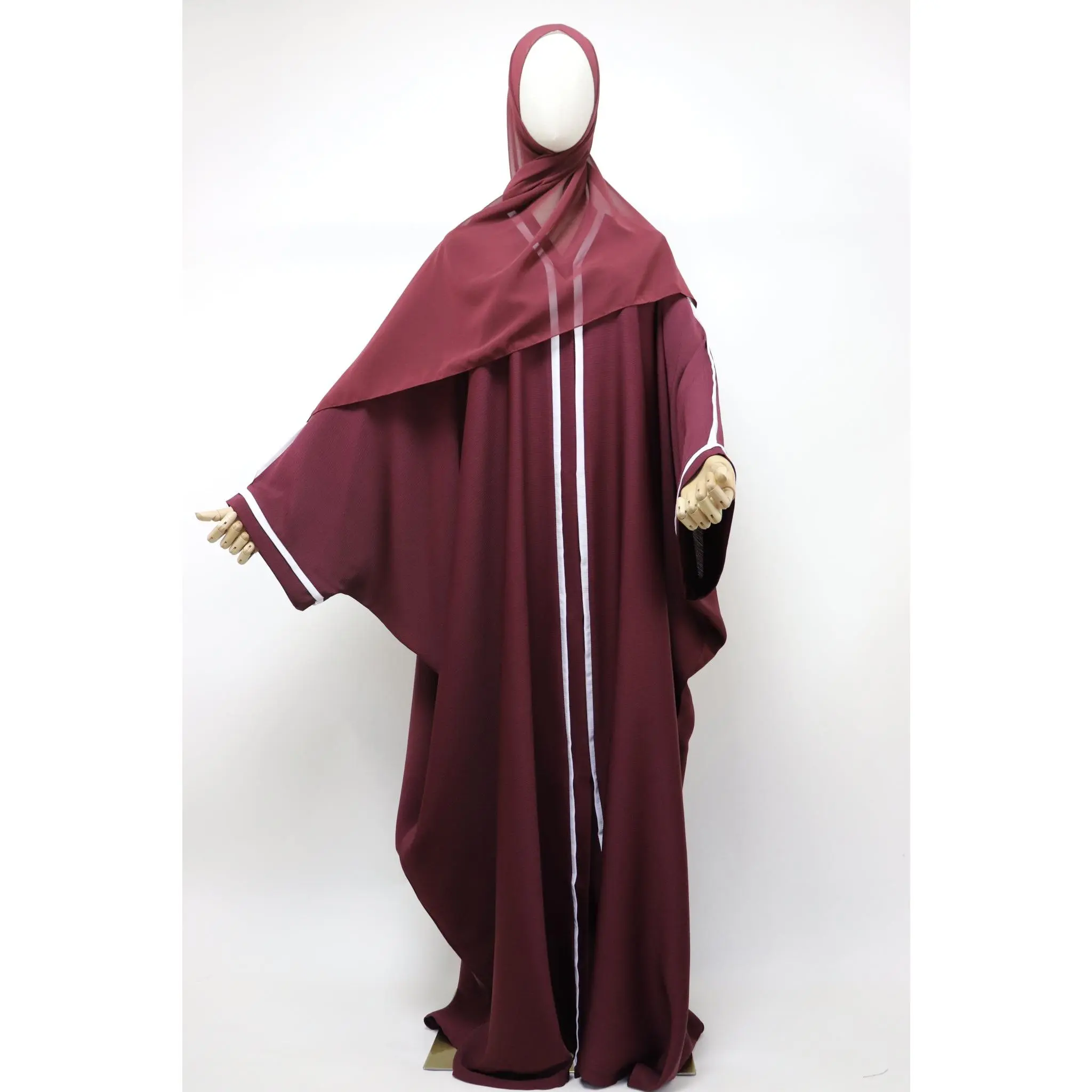 Open Crinkle Farasha Abaya - Ruby