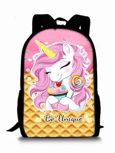 Single-layer backpack with unicorn and pony print