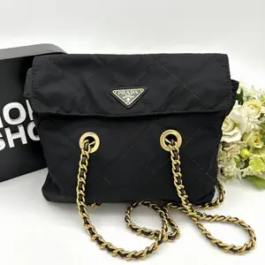 Pre-owned PRADA As Shown Shoulder Bags Quilted Tessuto Nylon Chain Shoulder Bag pr5130gg