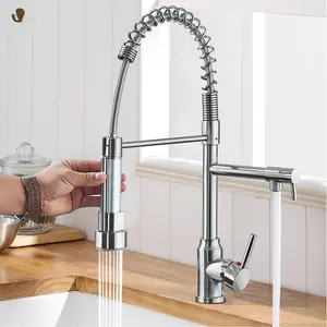 Senlesen Kitchen Faucet with Pull Down Sprayer High Arc Single Handle Stainless Steel Sink Faucet 360° Swivel Spout Mixer Taps 1 Hole Deck Mounted Home Modern