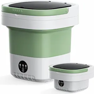 16L Foldable Portable Washing Machine, 45dB Quiet 3-Mode Mini Washer, No Installation Compact Laundry for Travel RV Dorm Apartment Camping, Green