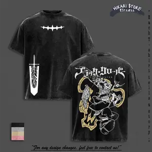 Asta "Anti-Magic" Tee Washed – Black Clover Vintage Washed Heavy Cotton Oversized Anime Manga T-Shirt | Demon-Form Double Printed Retro Unisex Streetwear | Black Bulls Member Edition | Perfect Gift for Anime Fans