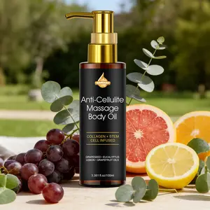 Massage Body Oil with Grape Seed Oil, Eucalyptus, Lemon, Portable, Lightweight, Non-Greasy, Fast Absorbing, Hydrating, Moisturizing, Ideal for Daily Body Care, 100ML