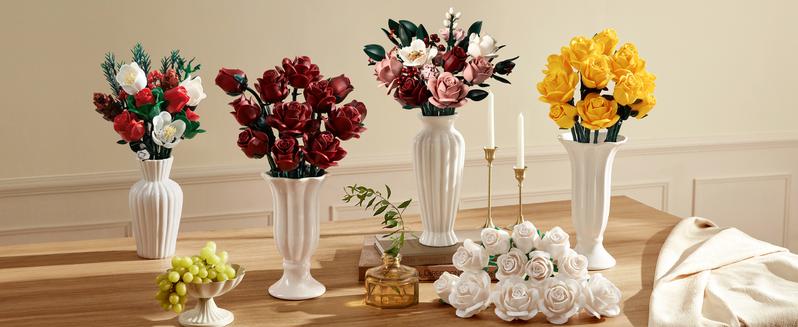 Supreowls Pink Rose Flower Bouquet Building Set, Elegant Botanical Blocks Kit for Adults & Women, Romantic Artificial Flowers for Home Decor, Valentine’s Day & Christmas & Anniversary Gift