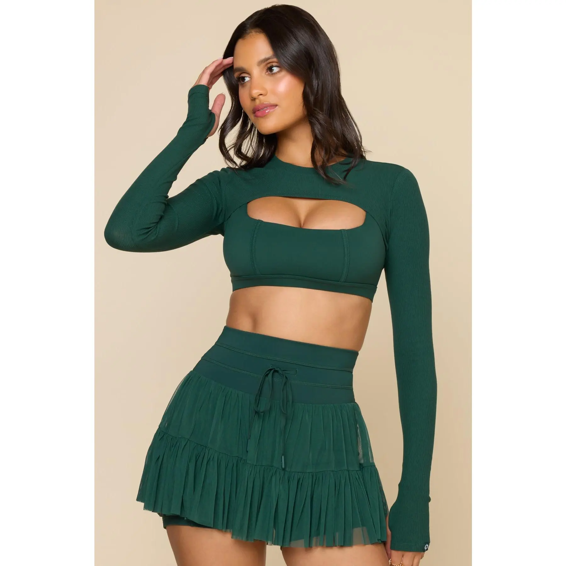 Relevé Ribbed Shrug - Pine Relevé Ribbed Shrug - Pine