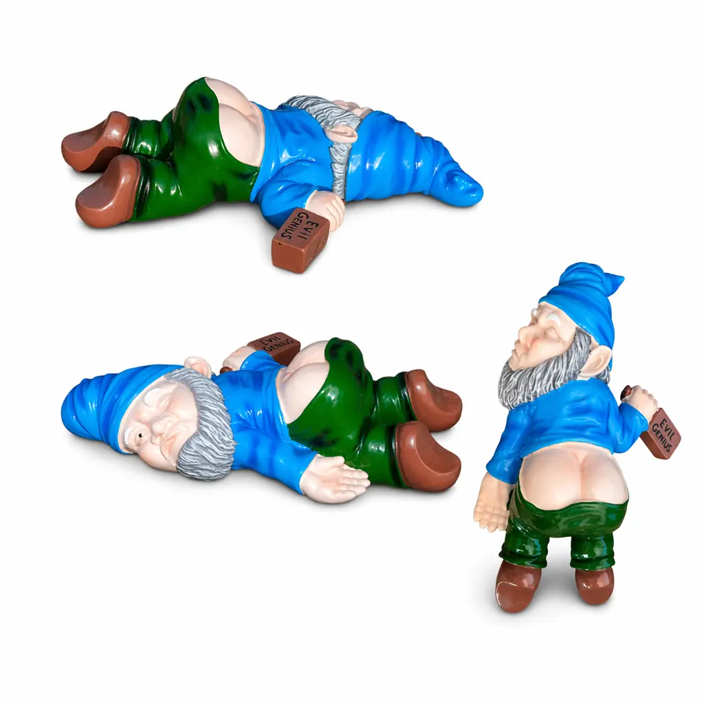 Funny Drunk Garden Gnome Statue (9.5 in) - Indoor Home Office Figurine Decor, Outdoor Lawn Patio Sculpture, Naughty Gift for Men and Women, Blue decorative Ornament