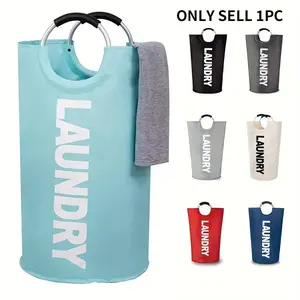 Large Laundry Basket, 1 Count Collapsible Laundry Bag, Freestanding Tall Clothes Hamper, Foldable Washing Bin for Home Bathroom Laundry Room