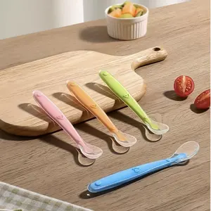 1set/2sets Soft Tip Baby Silicone Spoon with Box,Safe Baby Feeding Spoon, Meals Self Feeding Utensils for Kids Toddlers Training