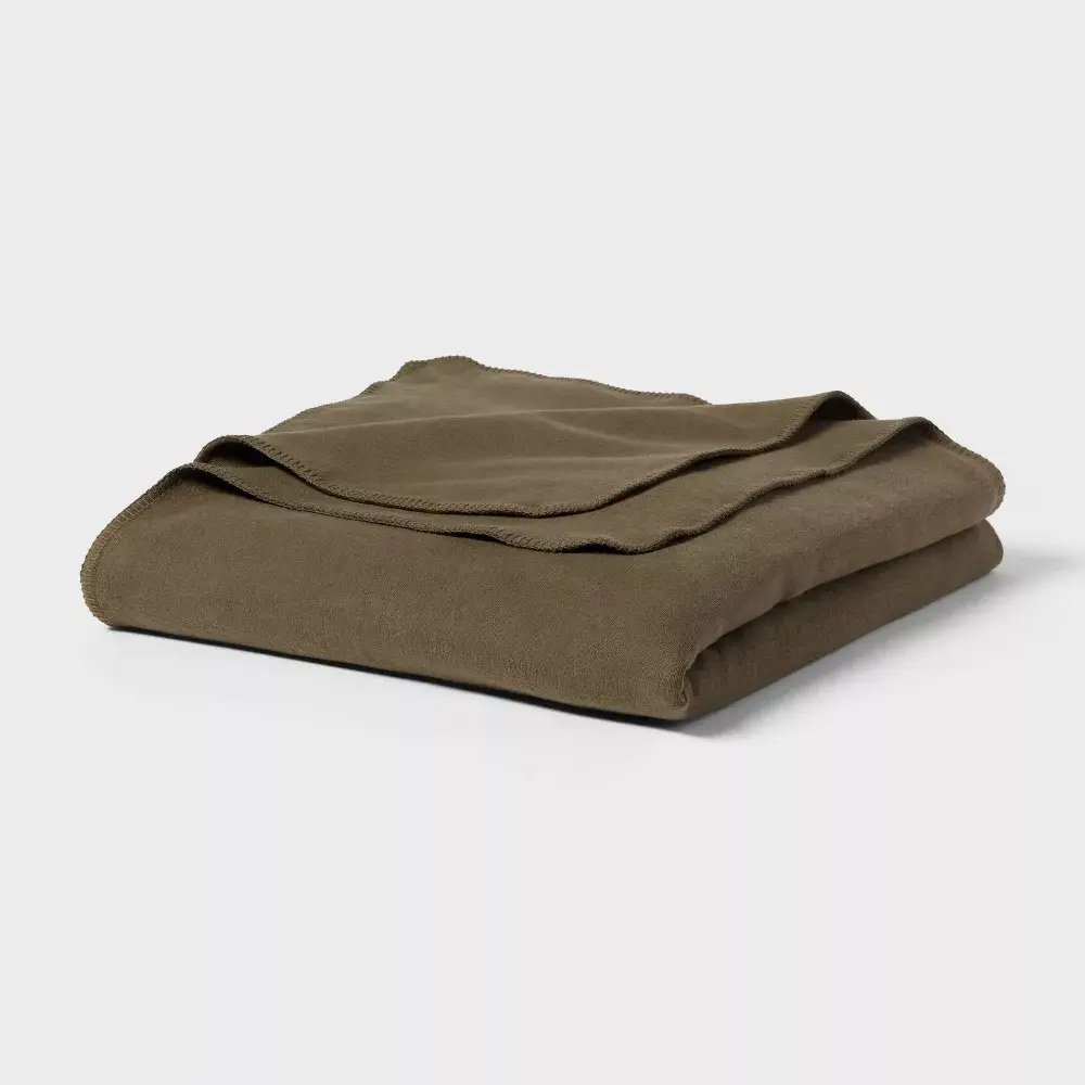 King Brushed Cotton Blanket Solid Green - Threshold