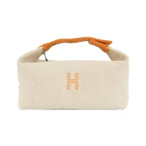 Pre-owned HERMÈS Canvas Tote Bags Hermes Zigzag Bride a Black PM Pouch