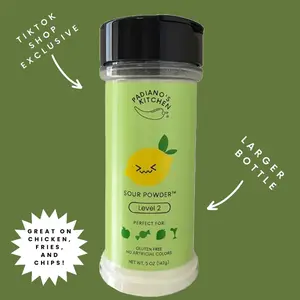 Padiano's Kitchen- Sour Powder - Sugar and Sour Mix - Dye Free - 5oz - perfect for fruit, candy, drinks (Level 2)