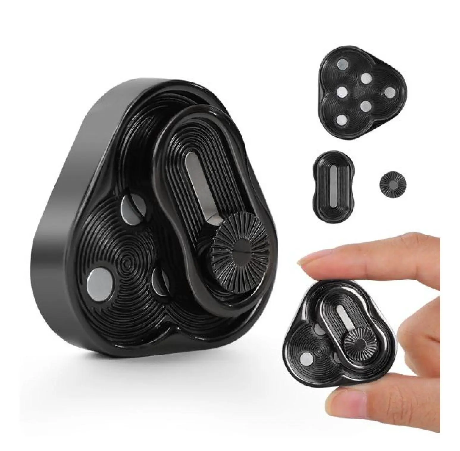 Metal Fidget Slider EDC Toy, Triangle Magnetic Fidget Toy for Adults Anxiety Relief, Portable Stress Relief Toy Black as picture