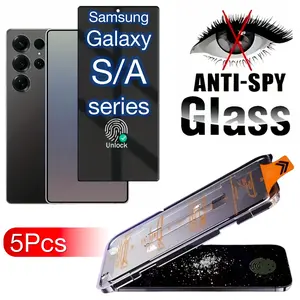 5pcs Screen Protector for Samsung Galaxy S25 Edge S24 S23 S22 S21 A56 A55 A54 A53 A36 A35 A34 A26 A25 A16 A15 A06 A05 5g 4g Mobile Phone Screen Protection Film with Positioning Function, Dust-free Film, 9h HD Set Supports Ultrasonic Fingerprint Unlocking