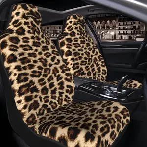 Halloween & Christmas Holiday Gift ：2 Front Row Polyester Car Seat Covers | 3 Animal Styles (Leopard Print, Lion & Cat Designs) | Stylish Upgrade for Your Car Interior
