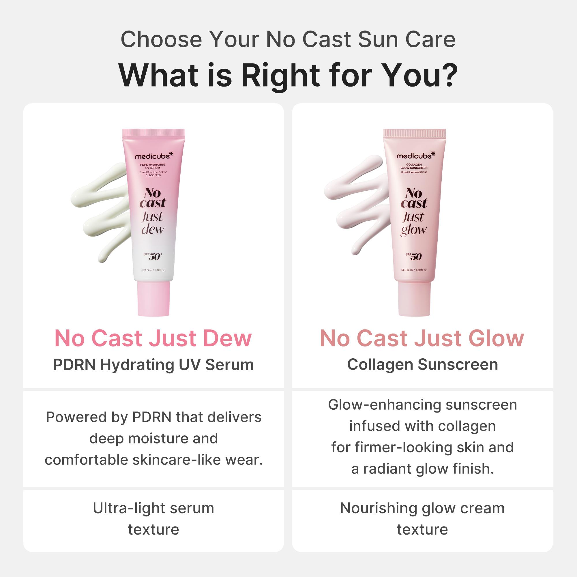 [NEW] [medicube] No Cast Just Dew PDRN Hydrating UV Sun Serum | Daily Lightweight Sunscreen SPF 50 | PDRN, Panthenol, Centella| Gentle Moisturizing Suncare For Daily Use for All Skin Types (50ml)