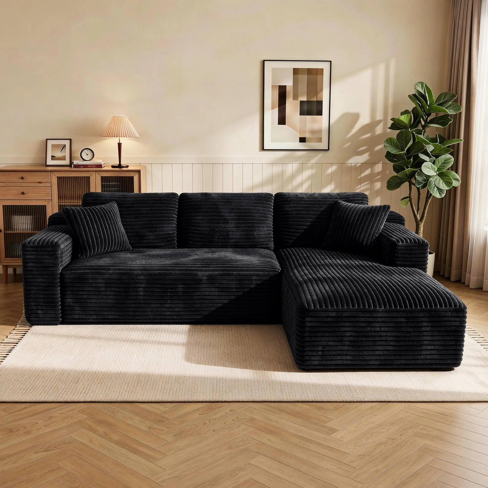 Black 95.6"L-Shaped Right Chaise