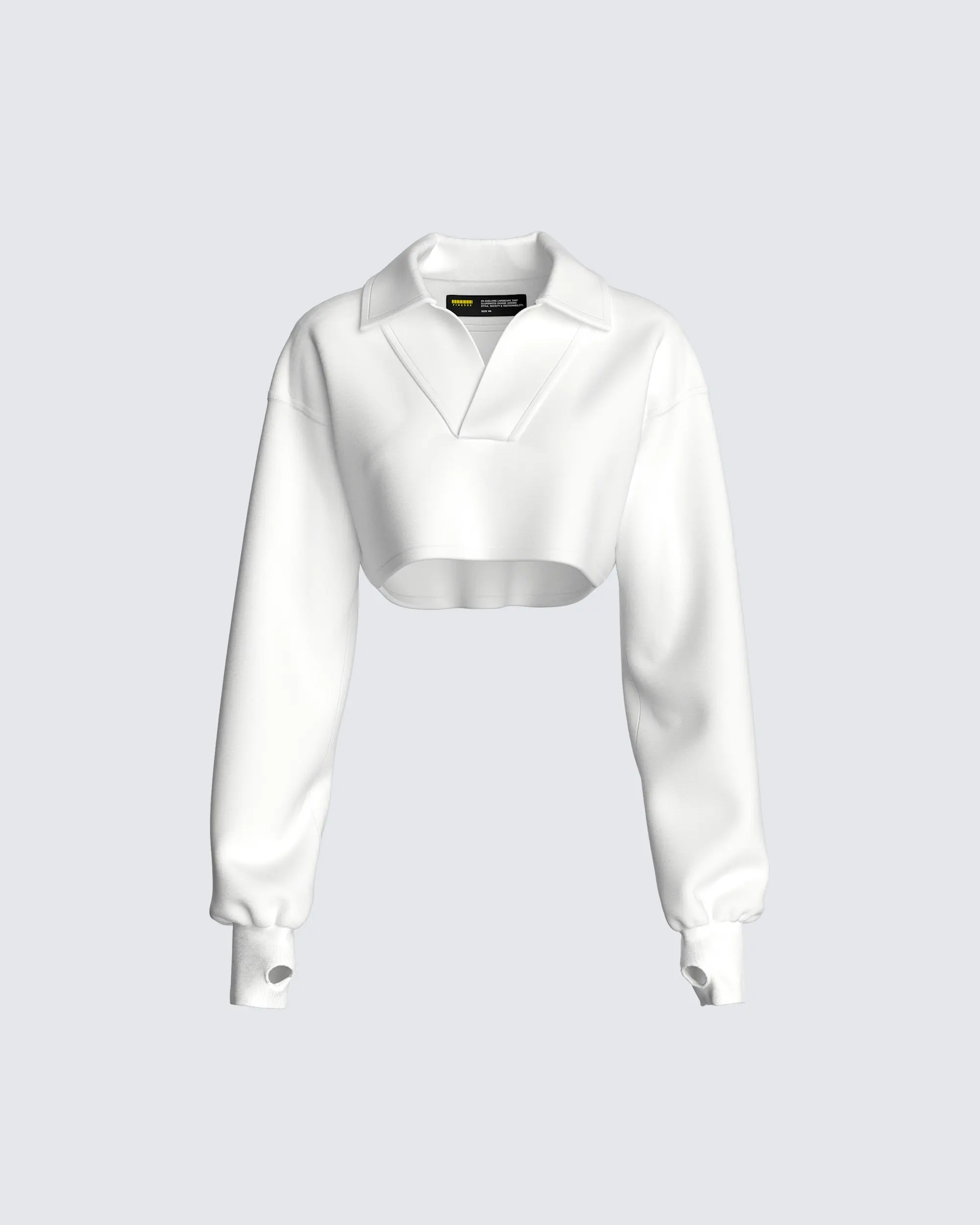 Women's Bella Paradise Fitted Long Sleeve Mini Crop Pullover - Polyester Collared V-Neck Top with Buttons, Waist Cutout, Classy Casual Country Chic for Brunch, Cocktails