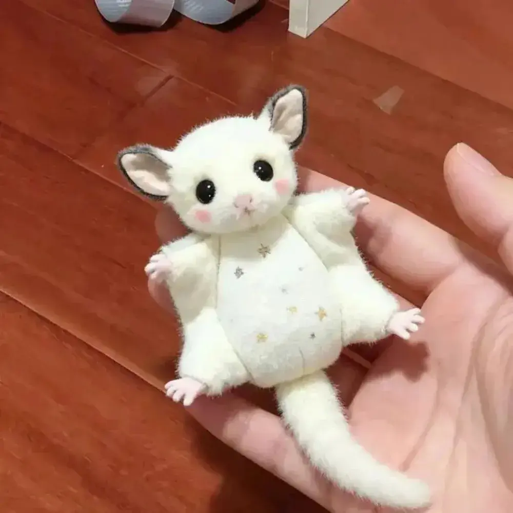 New Cute Soft Sugar Glider Plush Keychain Mini Flying Squirrel Bag Charm Fluffy Stuffed Animal Pendant Bag Accessories