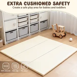 TODIBY Foldable Baby Play Mat, Extra Thick Non-Slip Crawling Mat for Toddlers, Soft & Safe Foam Playmat for Infants, No Odor, Easy to Clean & Store