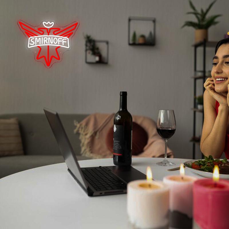 Smirnoff Vodka Beer Neon Signs for Wall Decor Neon Lights for Bedroom Led Signs Suitable for Man Cave Bar Pub Restaurant Christmas Birthday Party Gift Led Art Wall Decorative Crs Light Bar Sign, 5V Usb Power