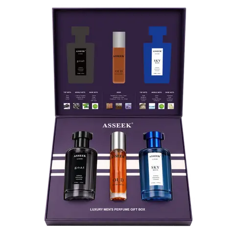 [ASSEEK] Men’s Modern Charm Collection | 2 Full-Size 80ml Colognes + 1 OUD Discovery Mini, Three Distinct Scents for Dates, Parties & Everyday Confidence