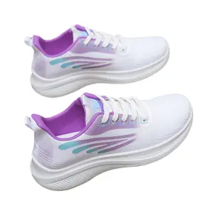 Autumn trendy women's shoes, fly-knit fabric sneakers for women, spring and autumn Korean version, versatile, breathable, lightweight, casual running shoes, new model Comfortable air cushion technology