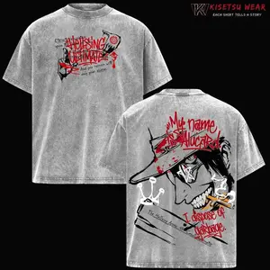 Hellsing Alucard Anime T Shirt, Vampire Graphic Tee, Horror Manga Shirt, Oversized Acid Washed Cotton, Gothic Anime Streetwear, Dark Fantasy Merch, Vintage Graphic Tee, Unisex Manga Outfit 28X