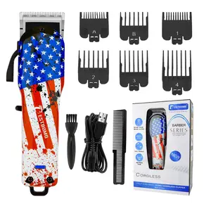 Professional Men's Hair Trimmer, 1 Set Flag Pattern Cordless Hair Trimmer, Usb Rechargeable Men's Hair Machine, for Home and Salon Use