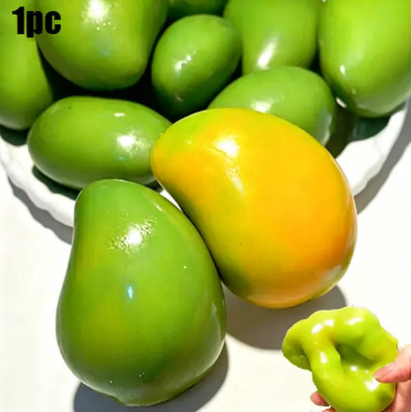 1pc-Temperature Color Changing Mango Soft Squeeze Toy, Block Filled Crisp Crunch ASMR Fidget Stress Relief Toy for Desk Decor & Kids Gift-