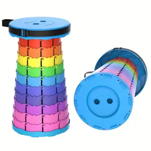 Outdoors Upgraded Collapsible Stool, Lightweight But Sturdy, 1000lbs Max Weight, Portable Retractable Folding Telescoping Foldable Camping Stool For Adults Outdoor Fishing Hiking Gardening Travel BBQ