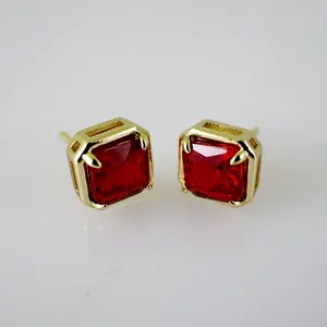 Earrings – Aretes – Zircon Stone – 14K Real Color